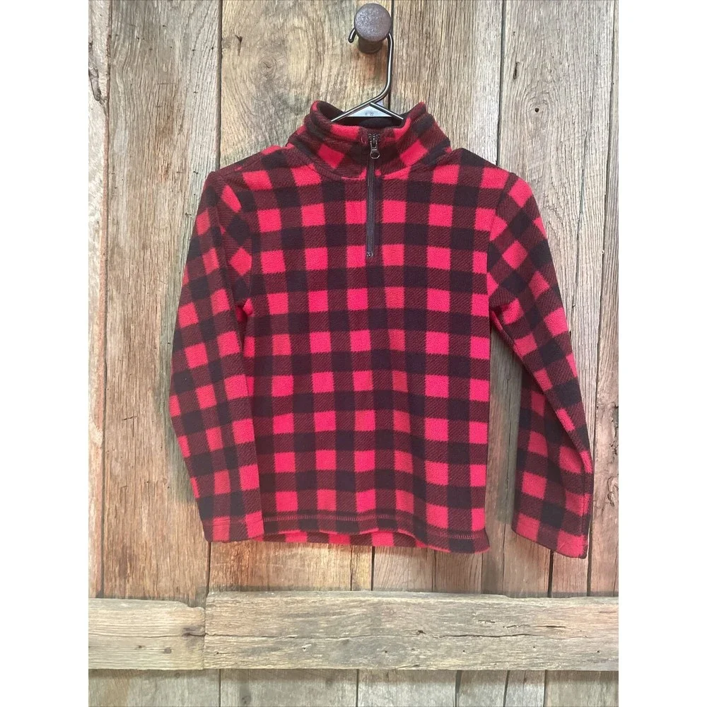 The Children’s Place Buffalo Plaid Fleece‎ Half Zip Pullover Small 5/6
